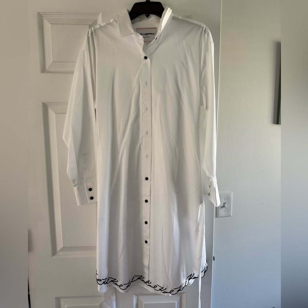 Karl Lagerfeld White Long Button-Down Shirt